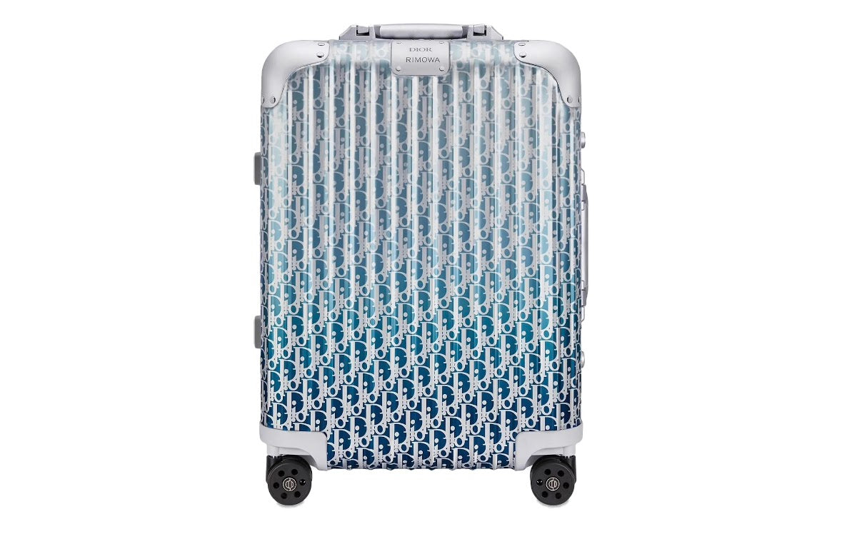 Dior and RIMOWA Carry-on Luggage in Silver Dior Oblique Aluminum