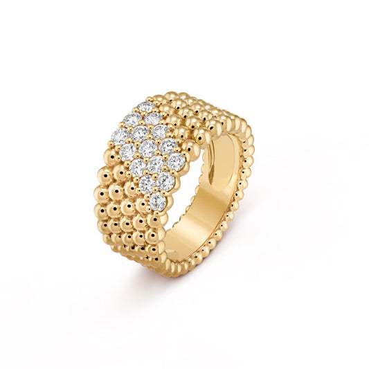 Van Cleef & Arpels 5 Rows Perlée Diamonds Ring “Yellow Gold / Diamonds”