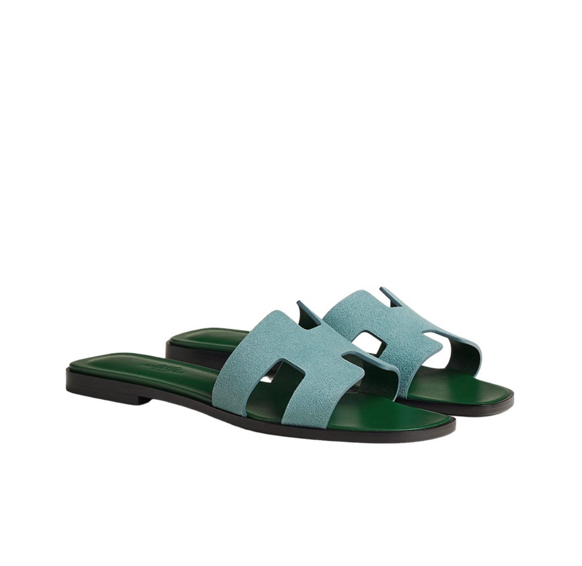 Hermes Oran Sandals “Olive/Turquoise”