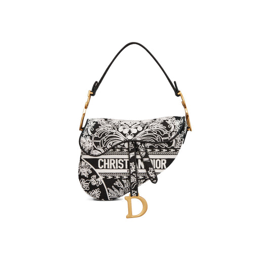 Dior Saddle Bag “Floral White & Black”