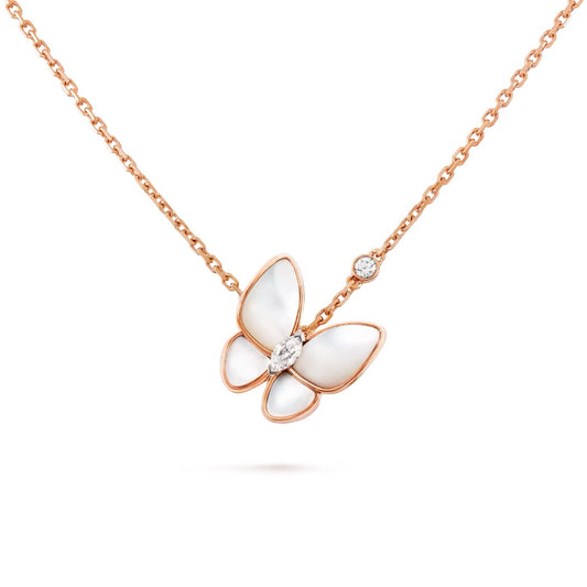 Van Cleef & Arpels Two Butterfly Pendant “Rose Gold / White Mother of Pearl / Diamond”