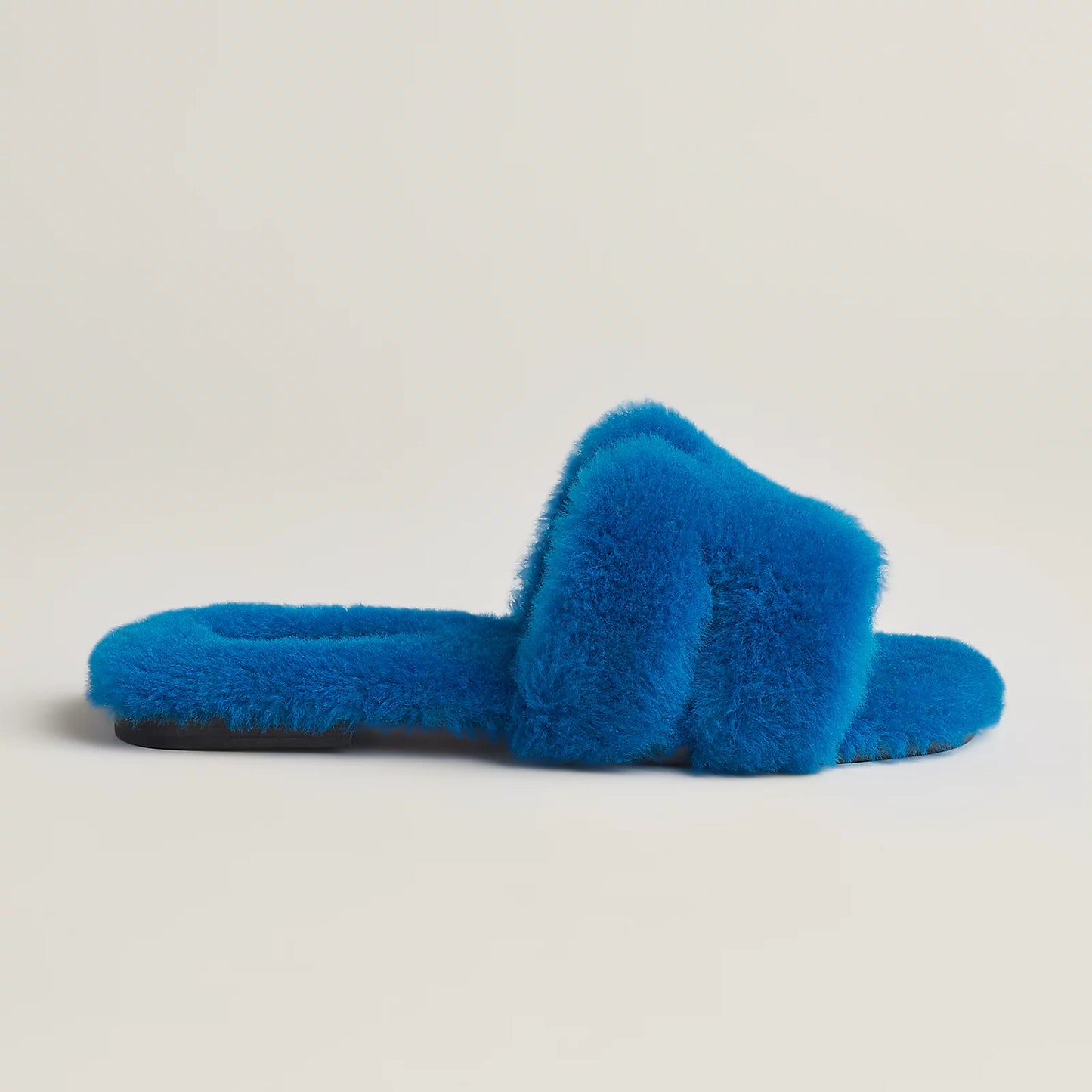 Hermes Oran Shearling Sandal “Bleu Océan”