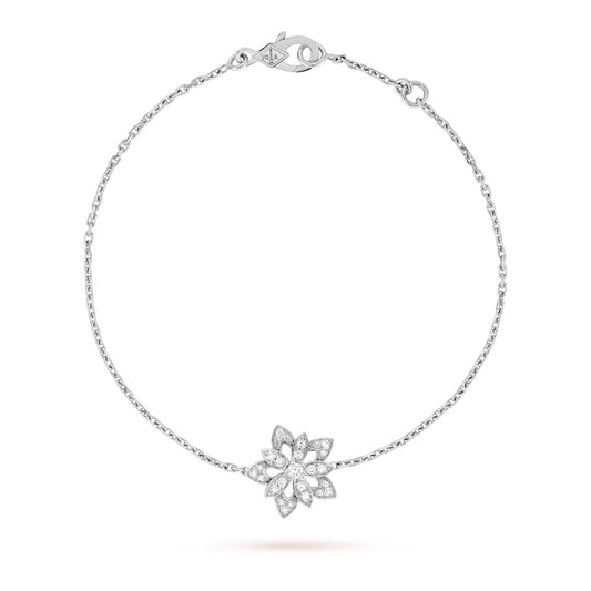 Van Cleef & Arpels Lotus Openwork Mini Model Bracelet “White Gold / Diamonds”