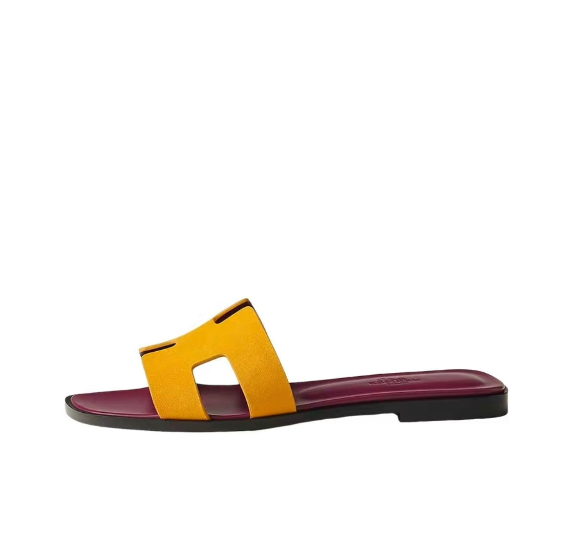 Hermes Oran Sandals “Maroon/Yellow”