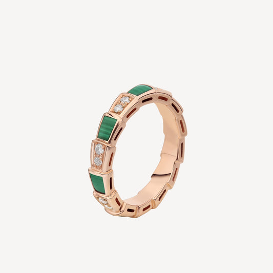 Bulgari Serpenti Viper Ring “Rose Gold / Malachite / Diamonds”