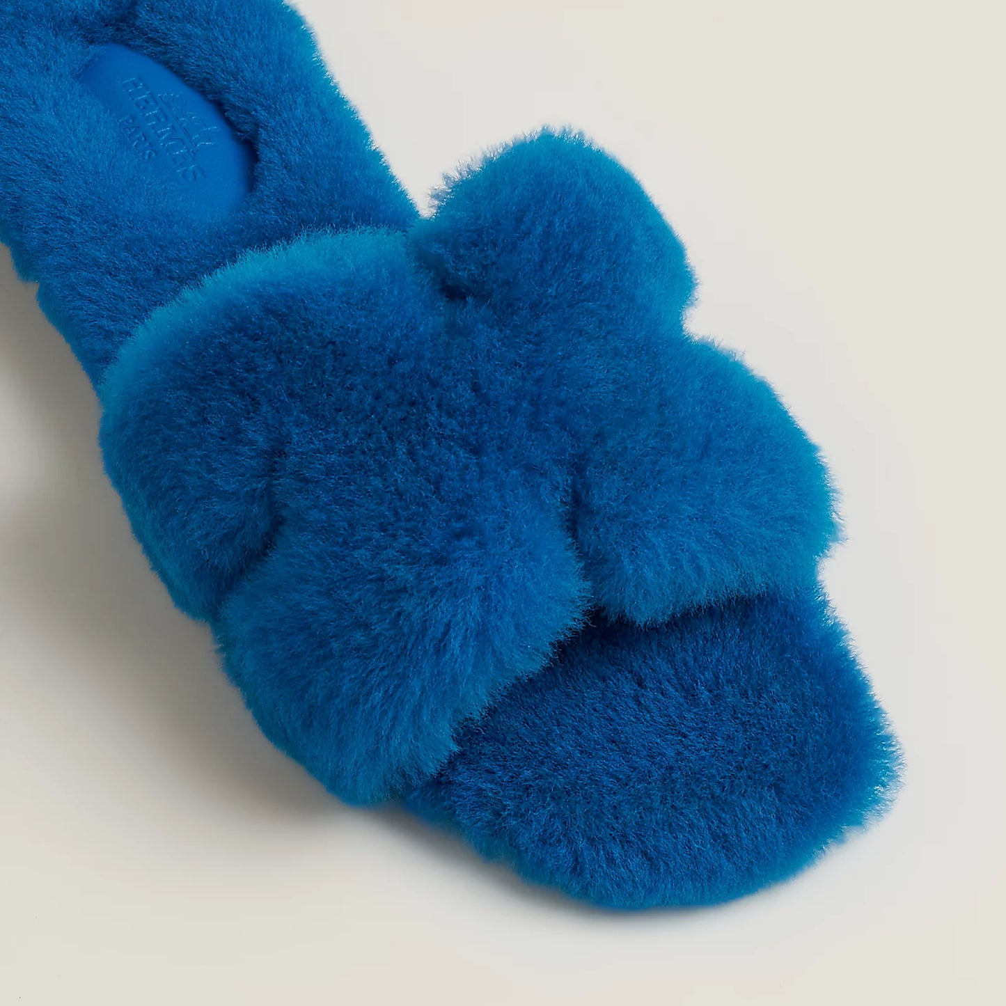 Hermes Oran Shearling Sandal “Bleu Océan”