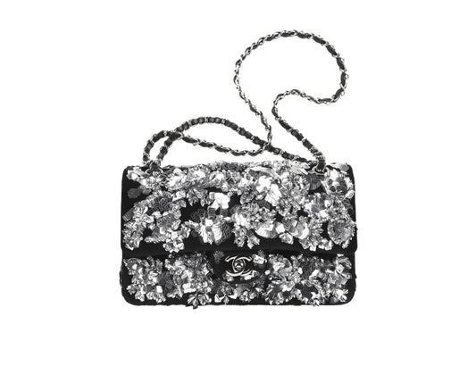Chanel 11.12 Handbag “Floral Silver & Black”