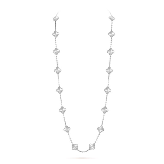 Van Cleef & Arpels Vintage Alhambra 20 Motif Long Necklace “White Gold”