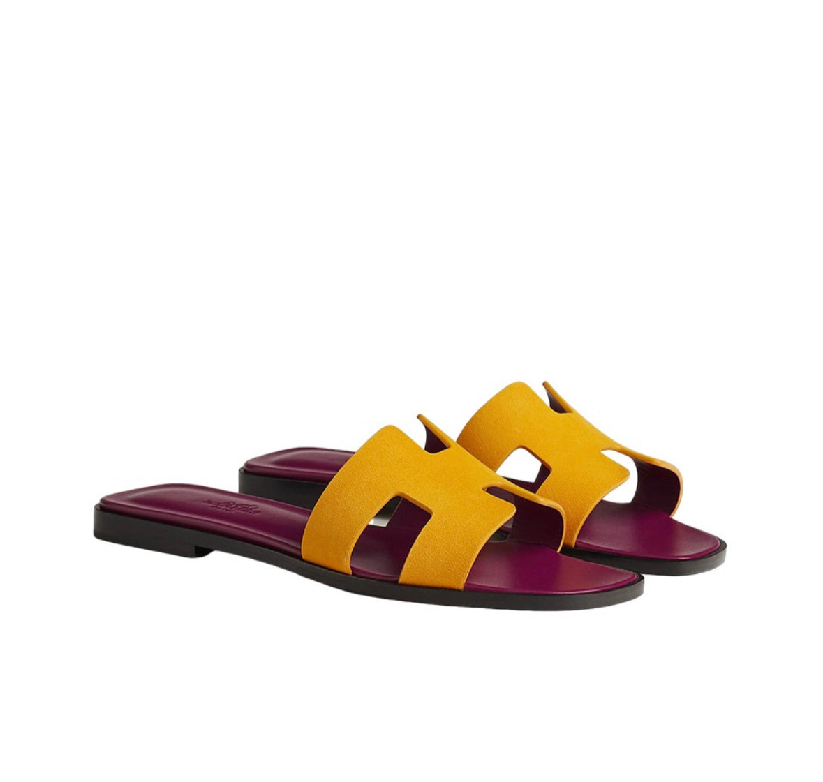 Hermes Oran Sandals “Maroon/Yellow”