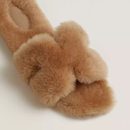 Hermes Oran Shearling Sandal “Beige Argile”