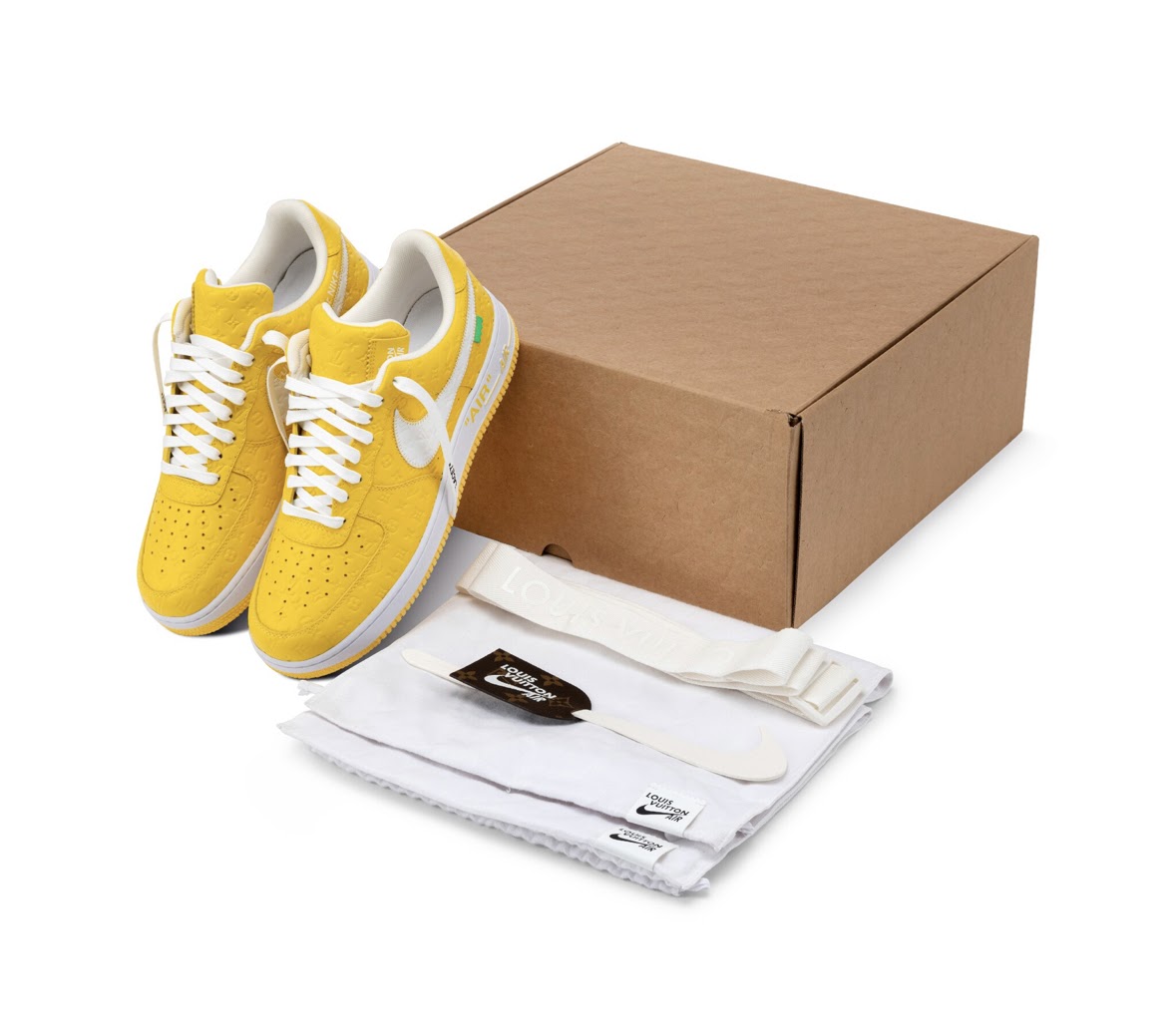 LV Nike Air Force 1 F&F Yellow Size 10