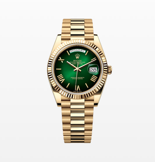 Rolex Day-Date 40mm Yellow Gold Green Ombre Roman Dial 228238