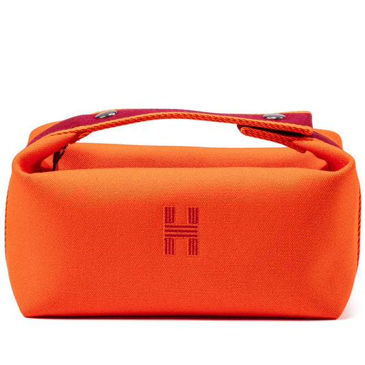 Hermes Bride-a-Brac Orange Feu Toile PM Case PHW