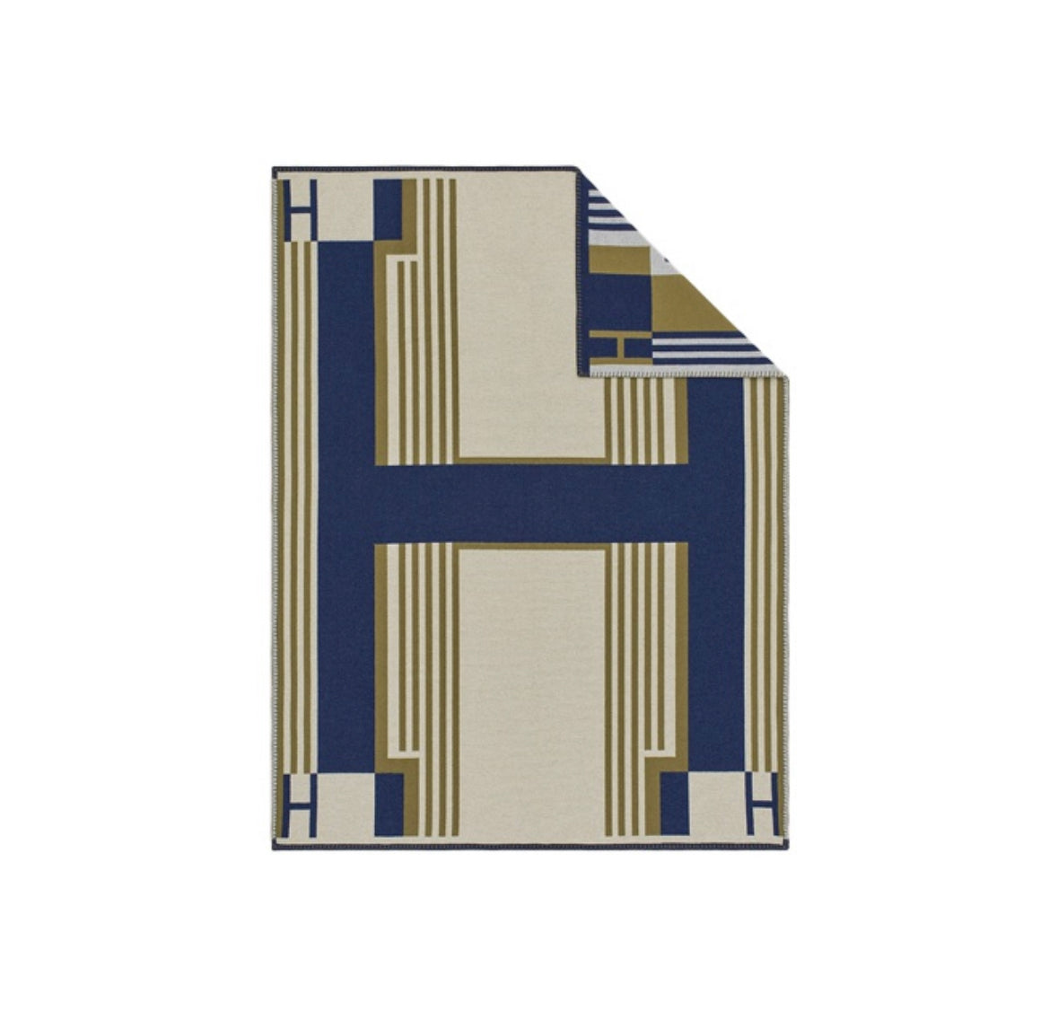 Hermes Ithaque Wool Blanket “Navy”