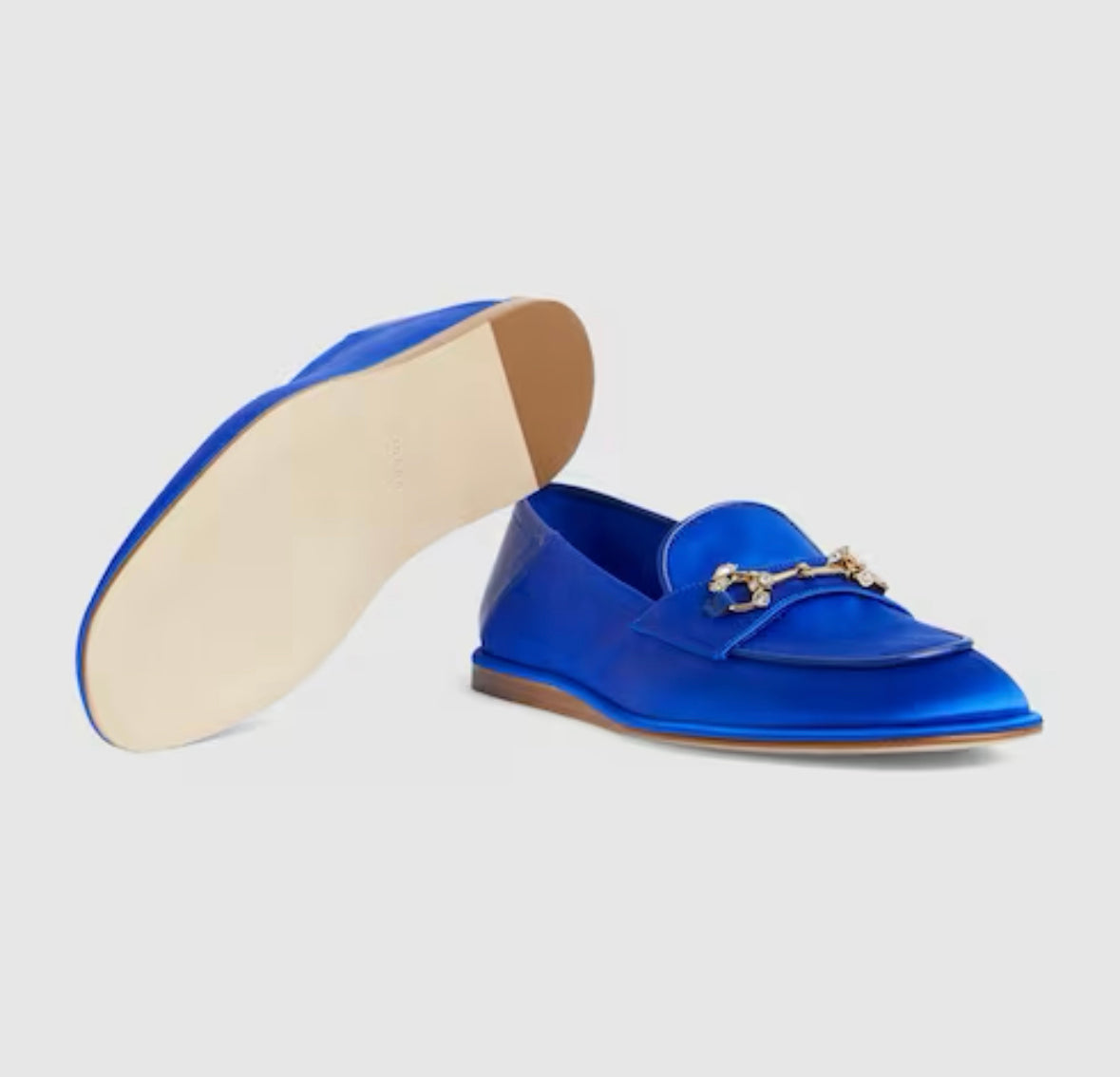 Gucci Womens Horsebit Loafer with Crystals “Blue”