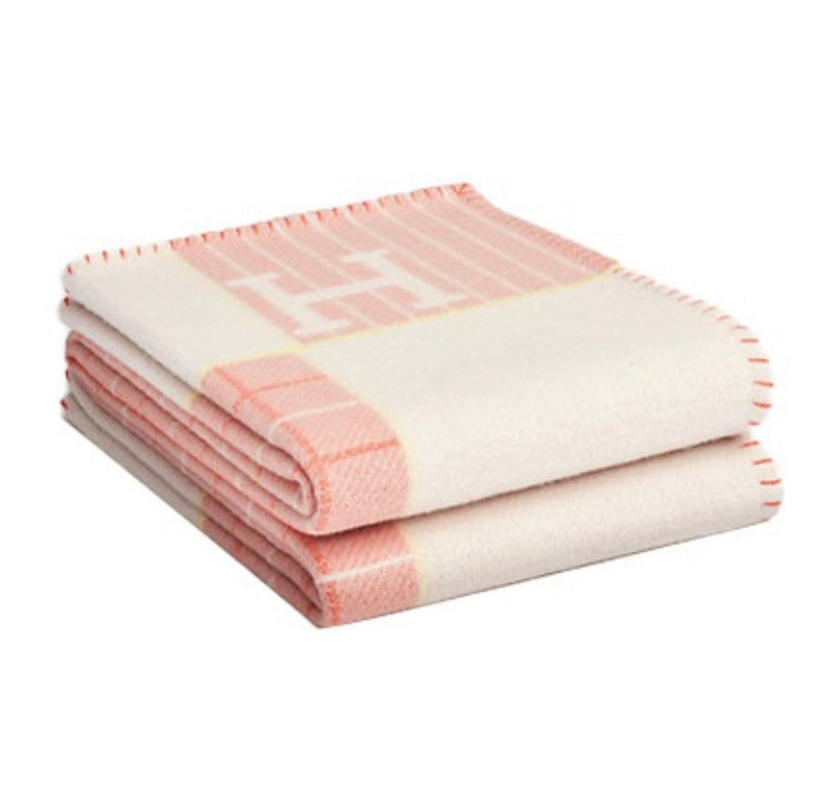 Hermes Square Colour Block Wool Blanket “Pink”