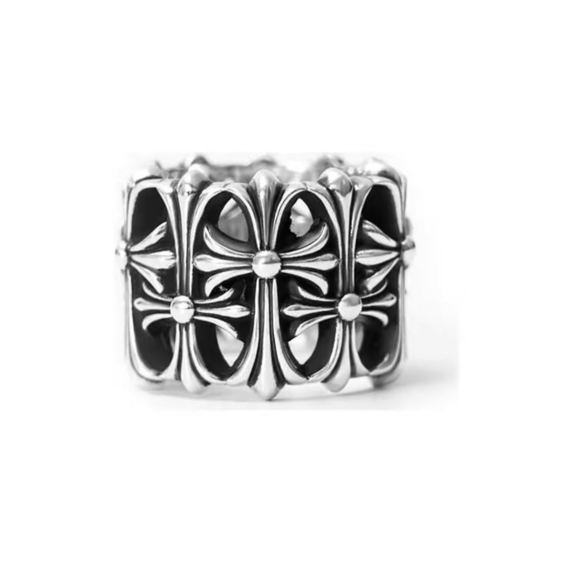 Chrome Hearts Floral Cross Sterling Silver Ring