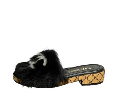 Chanel Sheepskin Leather Slippers “Black”