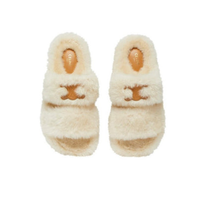 CELINE Wool Slippers “Cream”