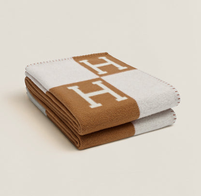 Hermes Avalon Wool Blanket “Brown/White”