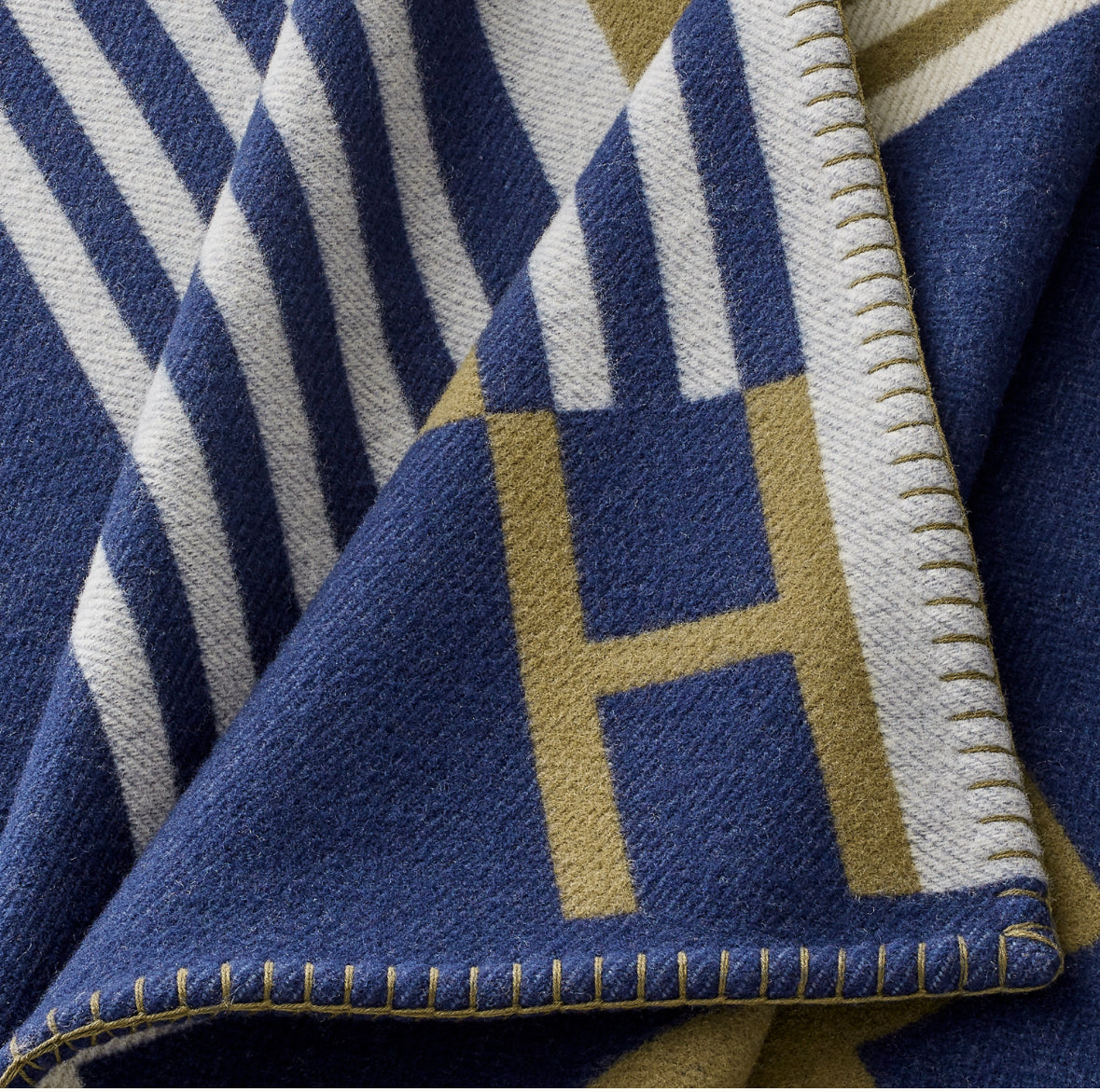 Hermes Ithaque Wool Blanket “Navy”