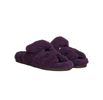 Hermes Chypre Wool Sandals “Dark Purple”