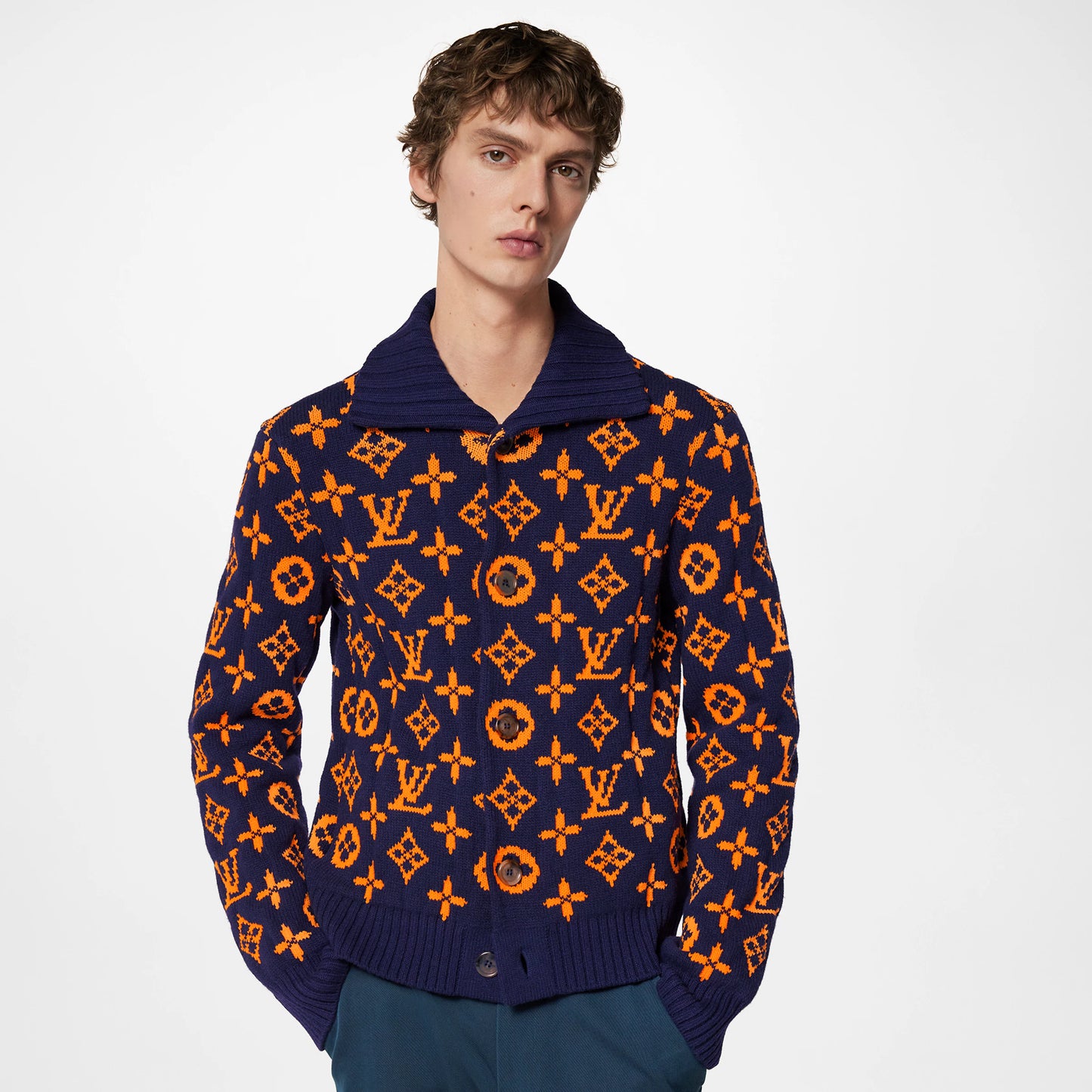 Louis Vuitton Signature Cardigan “Navy/Orange”