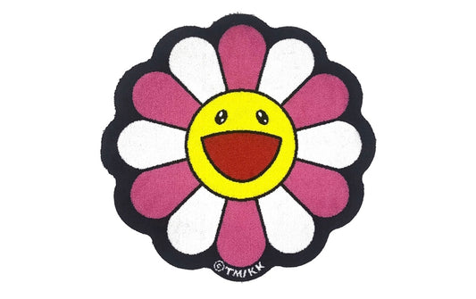 Takashi Murakami Flower Floor Mat Rug "Pink / White"