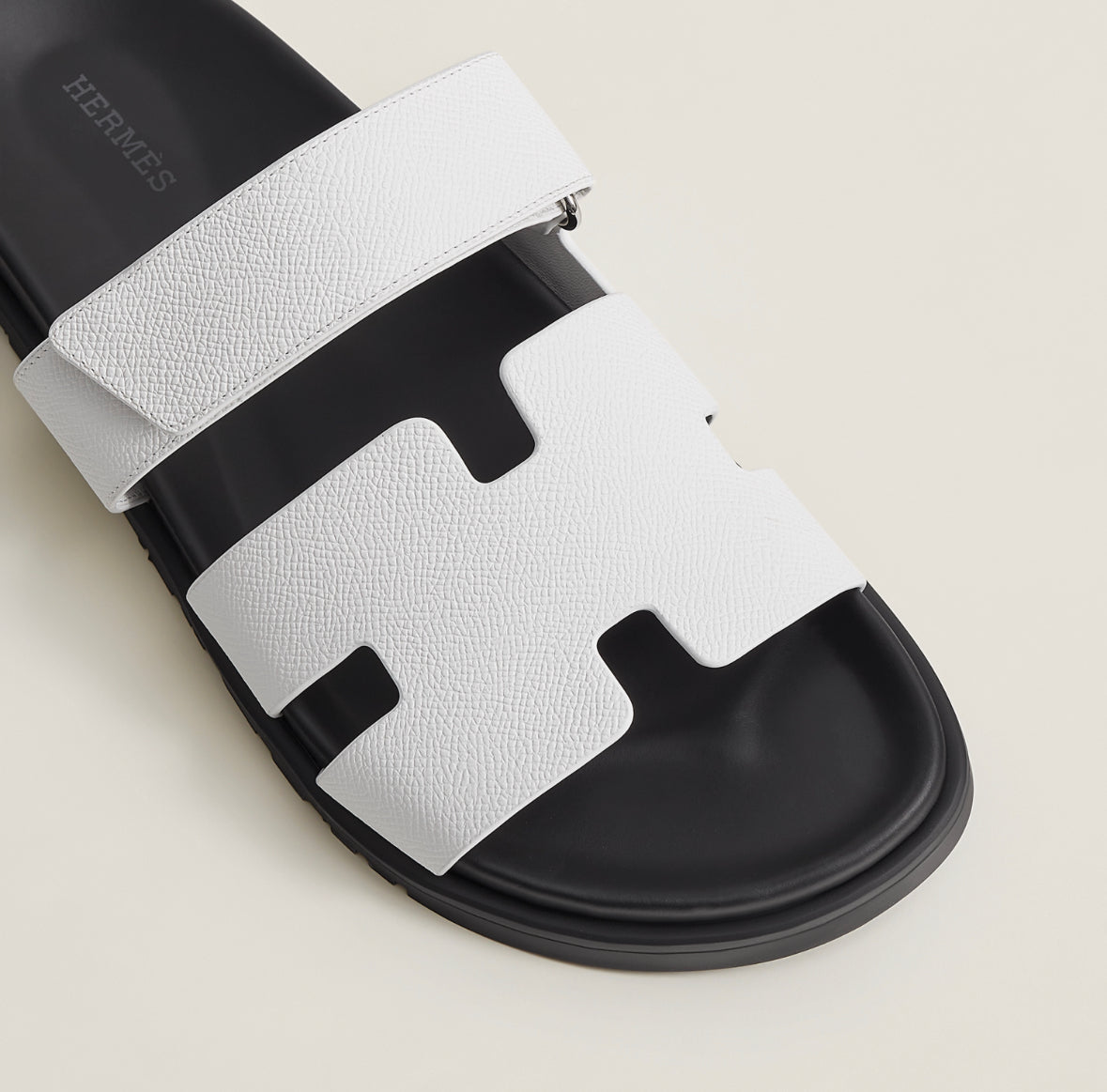 Hermes Chypre Sandals in Calfskin "White"